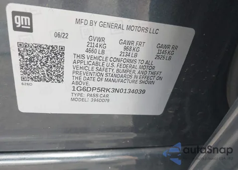 2022 Cadillac Ct5 Sport z USA, uszkodzony, nr VIN 1G6DP5RK3N0134039